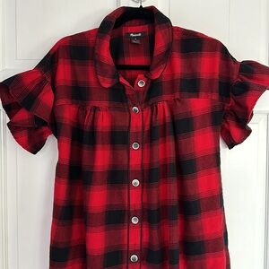 Madewell Cotton Nightgown Nightdress Size Medium Pajamas Black and Red PJs